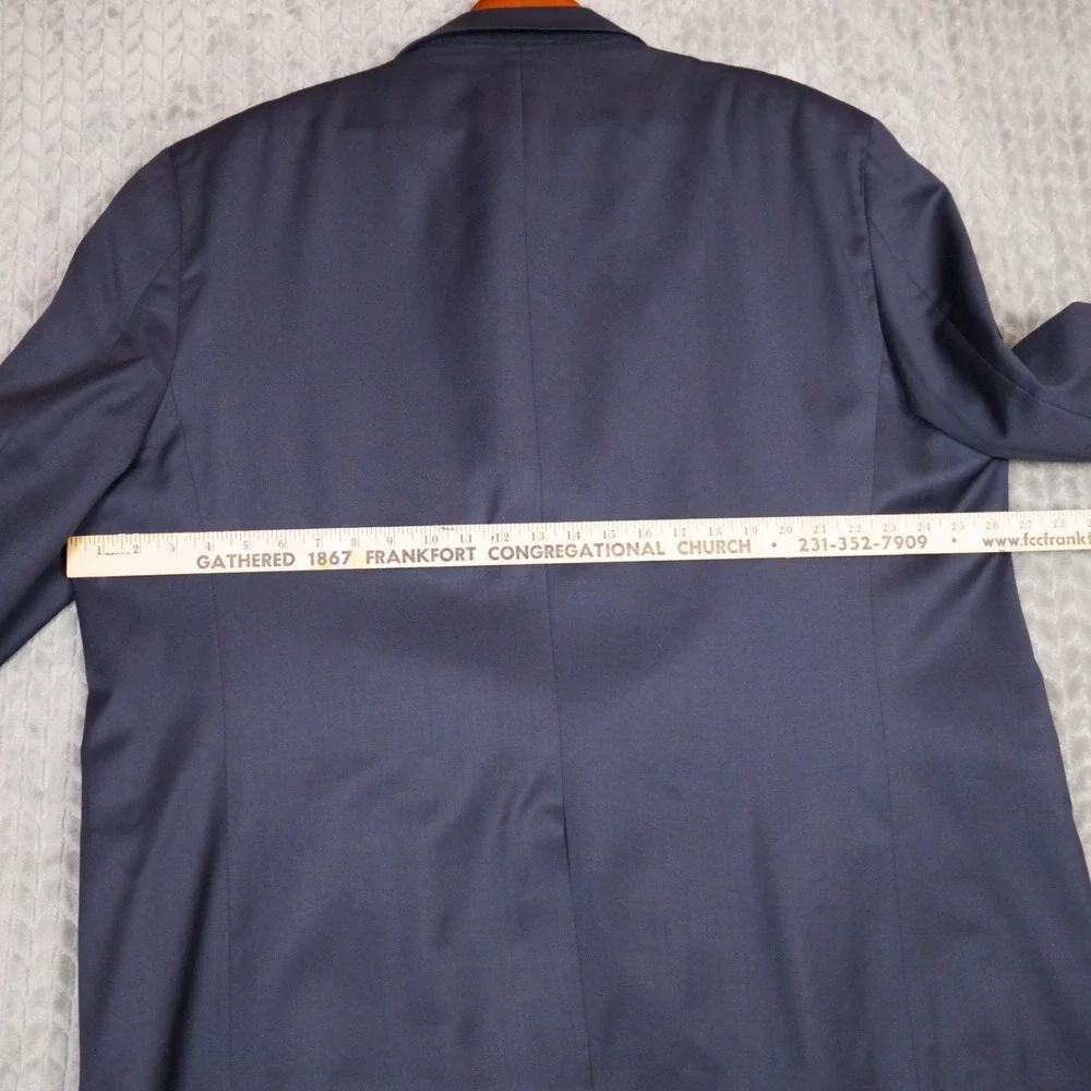 Paul Fredrick Blazer Men 53L Navy Blue Gold Crest Button Wool Sport Coat Classic